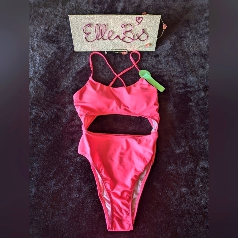Neon Pink One Piece Swim Suit S
